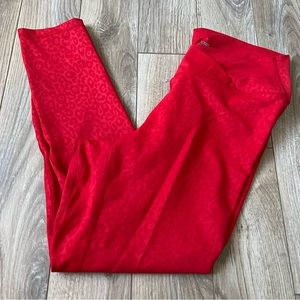 ZYIA Light & Tight Red Leopard Embossed Leggings Size 14-16